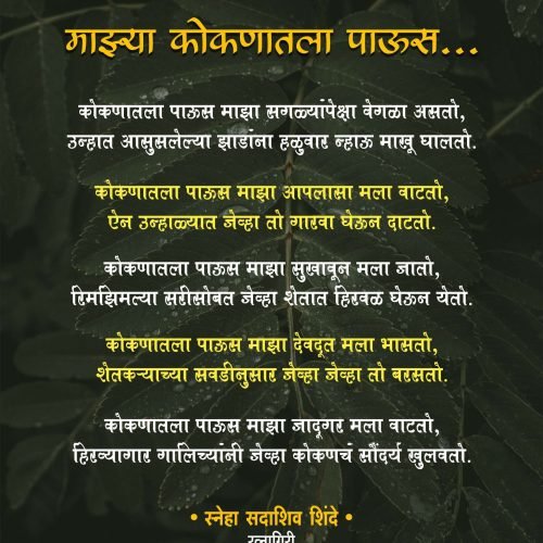माझ्या कोकणातला पाऊस…. स्नेहा शिंदे